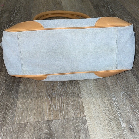 Lauren Ralph Lauren Blue Suede Tan Leather Sample bag Buffy Vintage 2005 - Picture 11 of 12